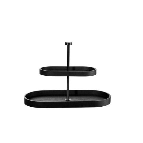 Wood Etagere 2-Tiered, Oval, Black by Asa Selection
