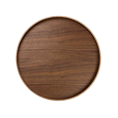 Wood Walnut Tray With Feet Round 40cm by Asa Selection