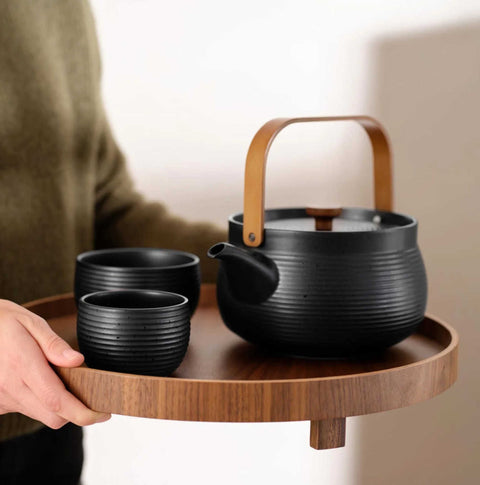 Wood Walnut Tray With Feet Round 40cm by Asa Selection