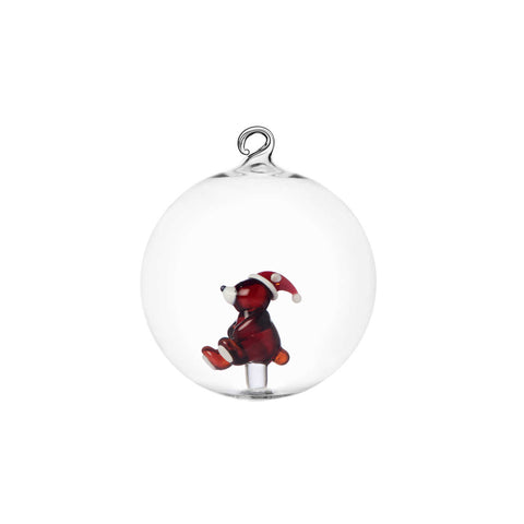 Woodland Tales Christmas Ball Brown Bear W/Christmas Hat by Ichendorf