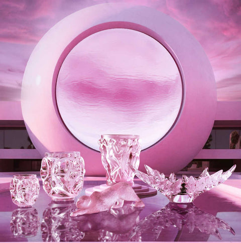 Zeila Panther Large Sculpture Pink Luster by Lalique